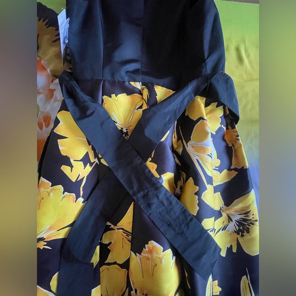 Rickie Freeman Teri Jon Tuxedo Floral Midi Dress Size 2 - Picture 9 of 12